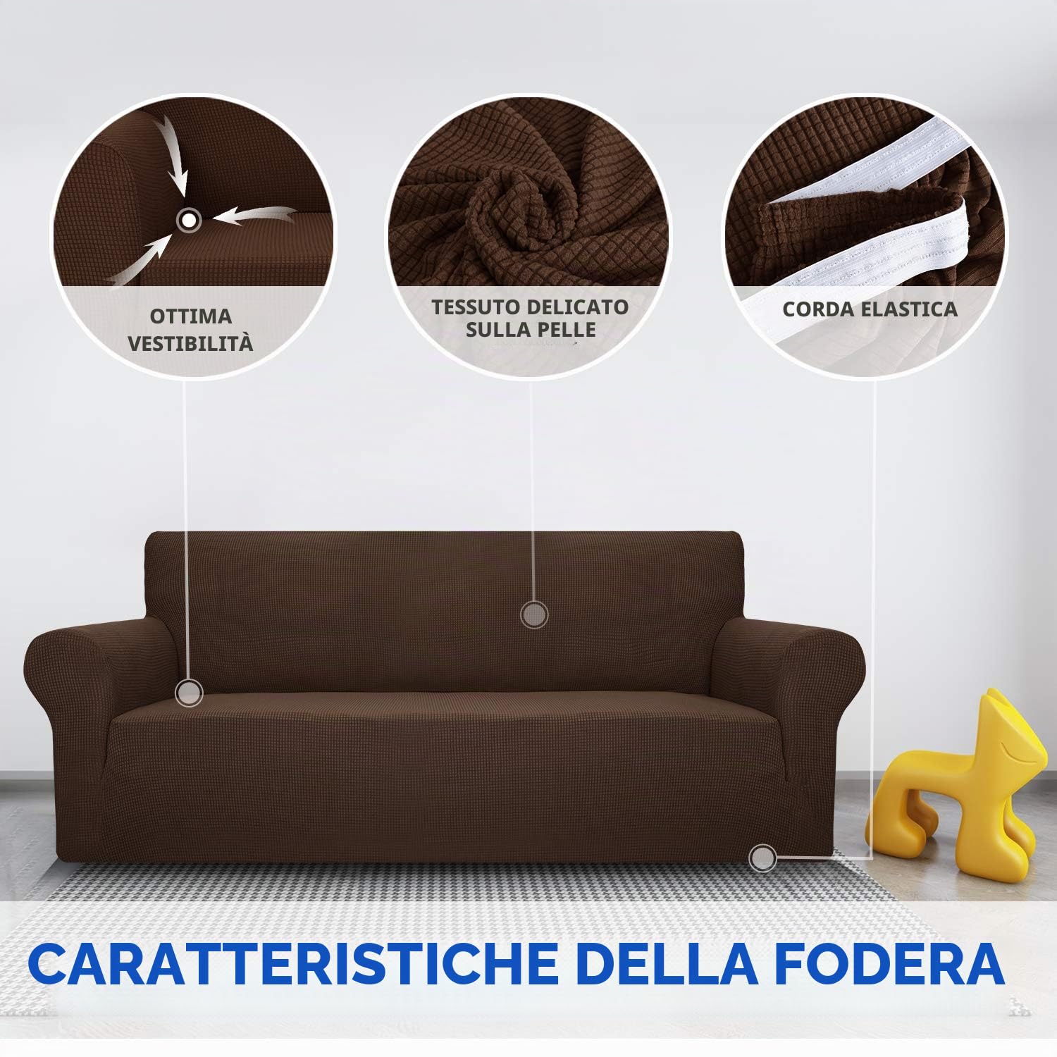 MAXIJIN Copridivano estensibile per divano a 3 posti, 1 pezzo copridivano universali soggiorno jacquard mobili protezione cani Pet Friendly Fitted Couch (3 posti, caffè)
