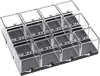 Ciieeo Clear Specimen Display Case 12pcs Plastic Mineral Specimen Storage Cases Candy Storage Collection Protection with Plastic Pecimen Transparent Specimen Containers