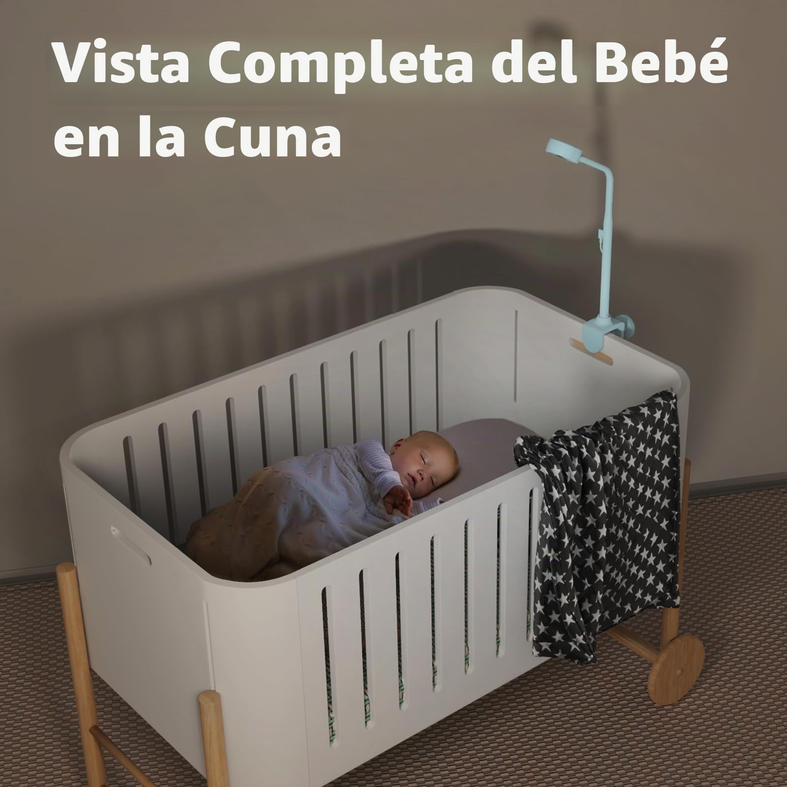 NETVUE Azul 1080P Camara Vigilancia Bebe con Soporte 4 en 1, Vigilabebes Camara con App Gratuita, Audio Bidireccional, Detección de Movimiento, Visión Nocturna, Canción de Cuna
