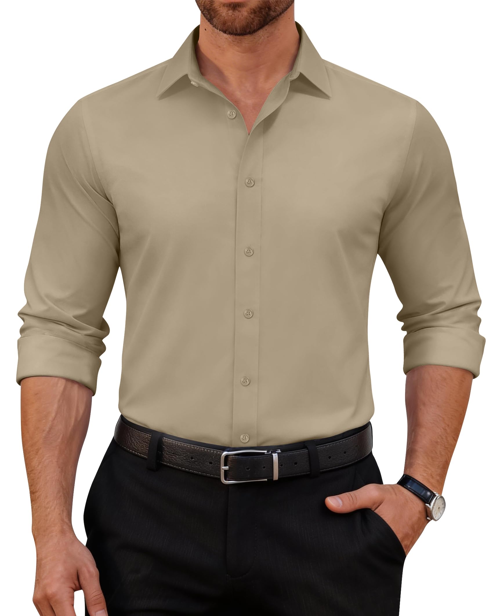 siliteelon Hemd Herren Langarm Bügelfrei Businesshemd für Männer Baumwolle Business Anzughemd Formeller Hochzeit Büro ohne Tasche