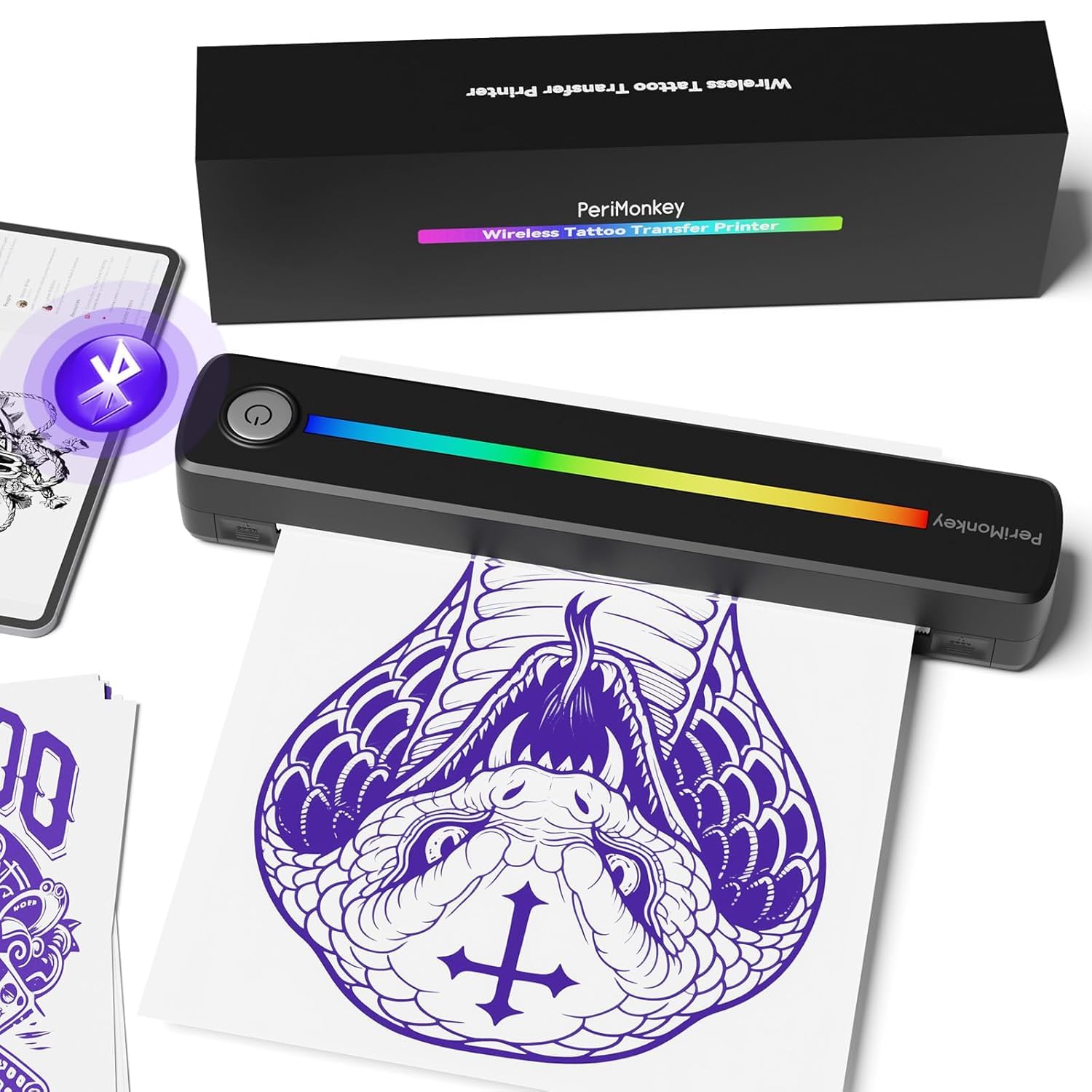 PeriPage P91S Stencil Drucker, Bluetooth Tattoo Drucker Maschine, Tätowierer Thermodrucker Tattoo, Tattoo Transfer Printer Kompatibel mit Phone/Pad/PC mit