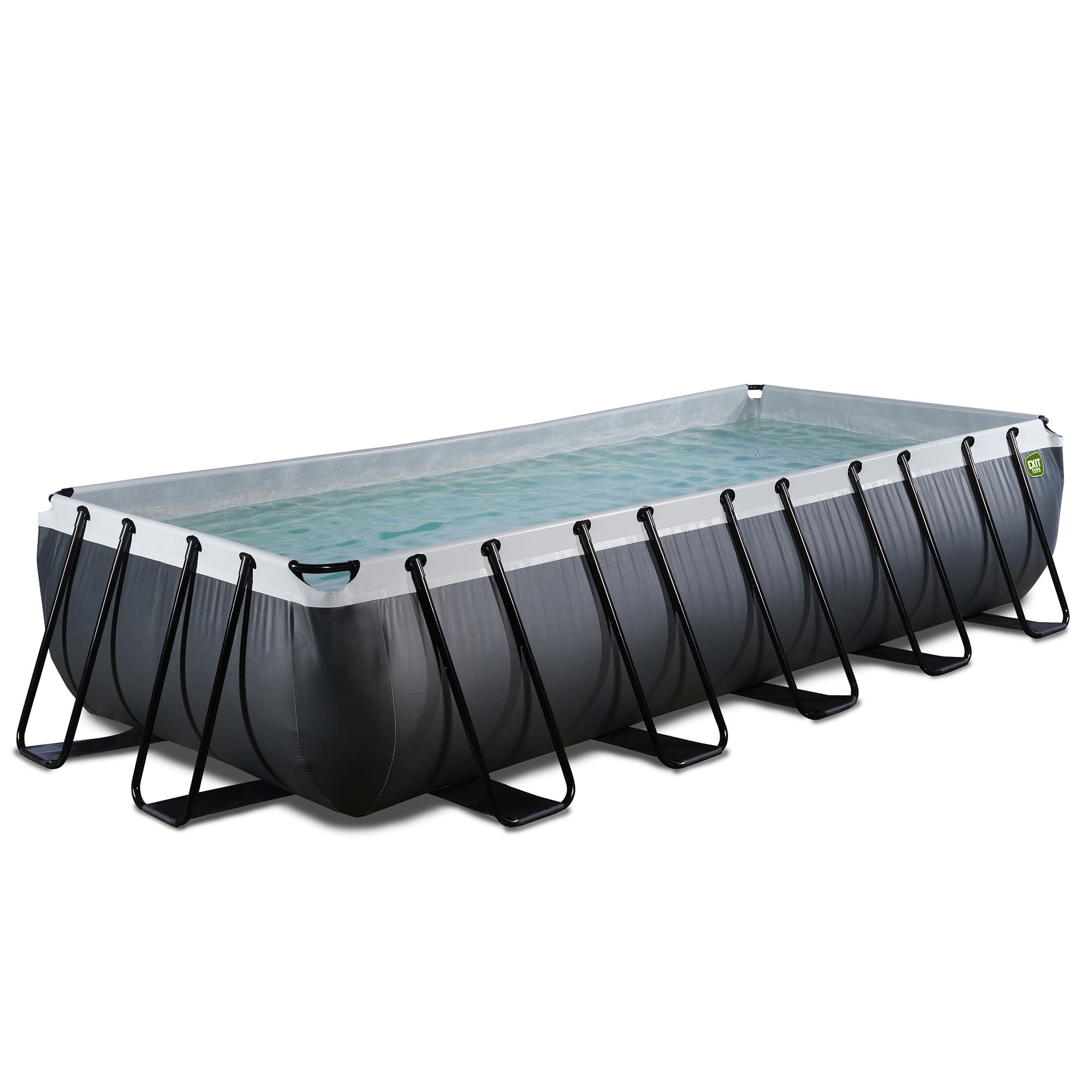 EXIT Toys Piscine Hors Sol Tubulaire Rectangulaire 540 x 250 x 100 cm avec Pompe à Filtre à Sable – pour Familles et Grands Jardins – Cadre en Acier Thermolaqué – Black Leather – Noir