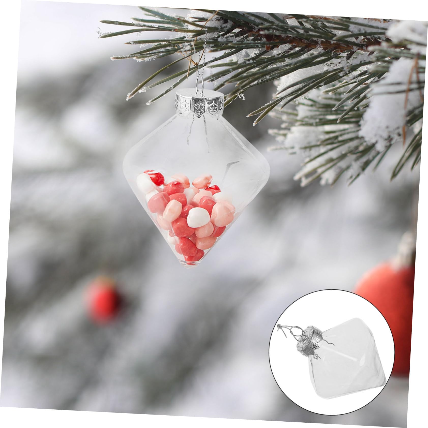 Boules de Noël Transparentes en Plastique Creuses Lot de 8 Décorations Suspendues Créatives à Remplir Accessoires Cordon pour Fêtes et Mariages