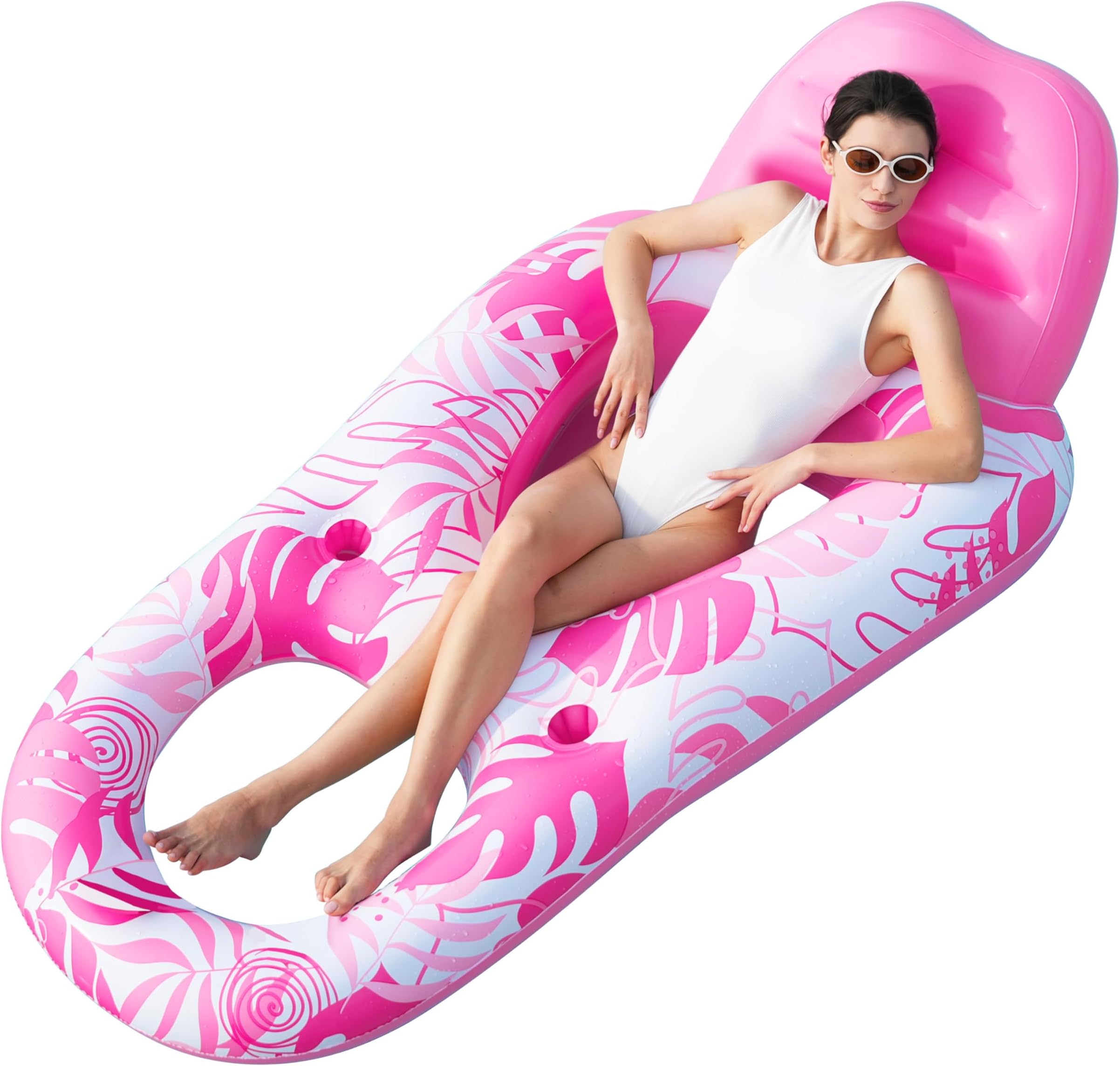 SLOOSH Inflatable Pool Floats Lounger Adult, Pool Float Lounge Raft Floaties Water Floating Recliner Chair with Cup Holders Foot Rest Swimming Floaty