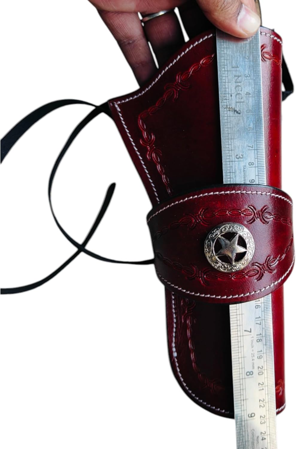 Western Gun Holster – Fast Draw – Handmade Full Grain Leather – Right Hand – Fits 4" to 6.5" Barrel Revolvers – Cowboy Style – Compatible with .22, .38/357, .44/.45 Caliber