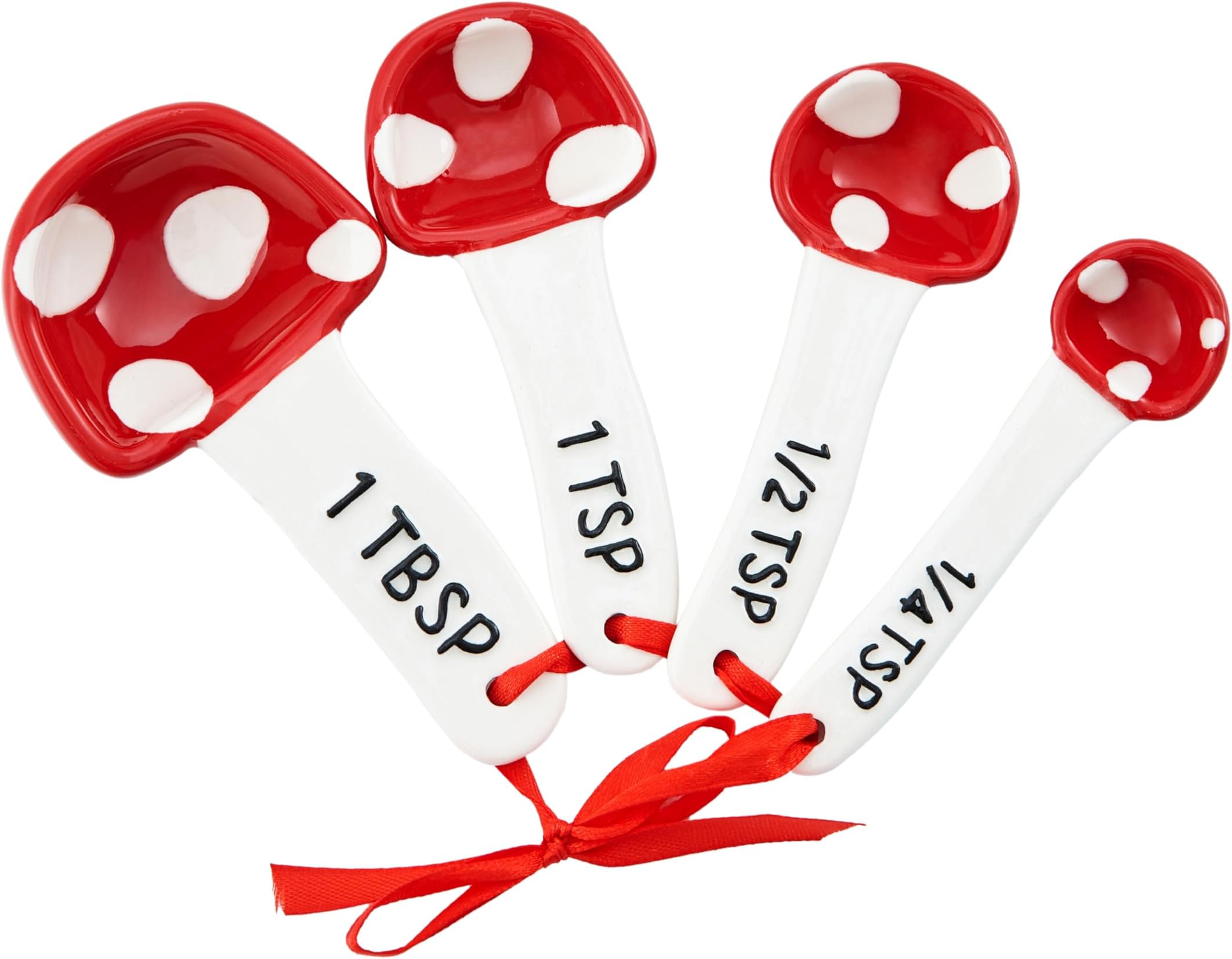 Bico Mushroom Gnome Hand Painted Stoneware Measuring Spoon Set, Cute Christmas Kitchen Accessories for Baking, Cooking, Dishwasher Safe