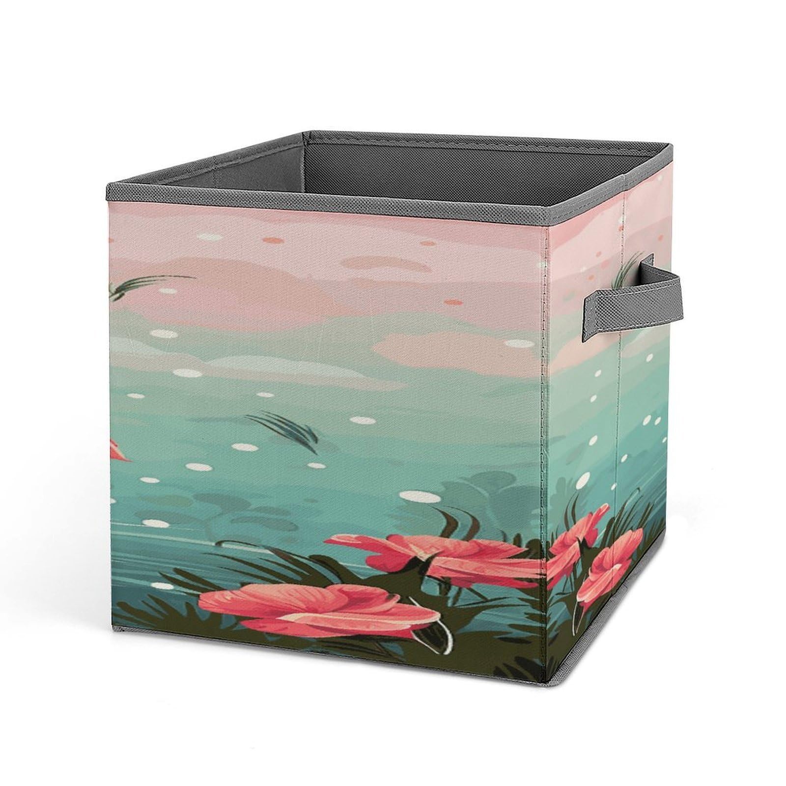 Fodpand Style Flamingos Storage Cubes Foldable Decorative Fabric, Storage Bins Baskets With Handles, Closet Organizers And Storage For Home, Office,Closet, Clothes