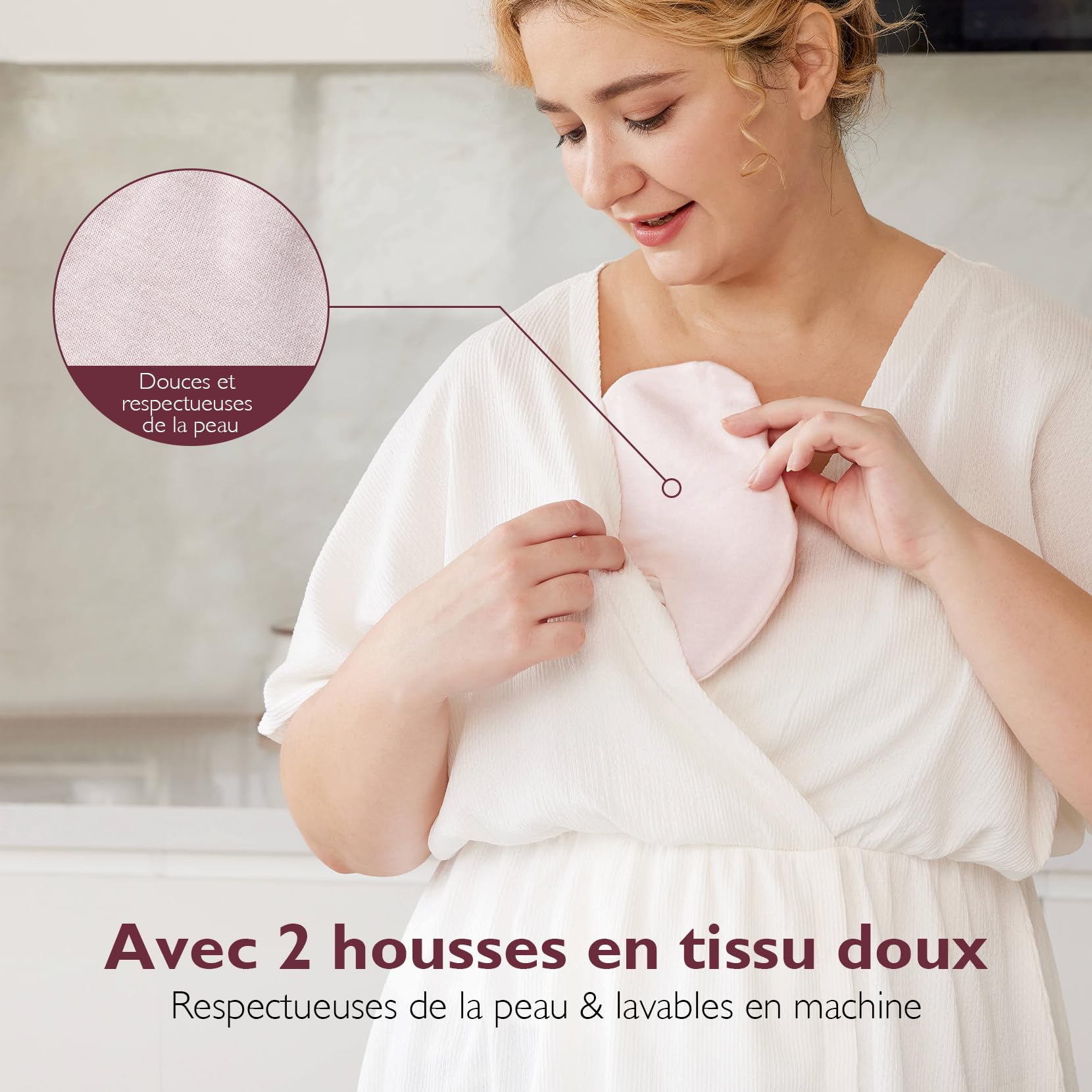 Momcozy Compresses de thérapie mammaire grand format, chaudes et froides, coussinet allaitement, avec 2 housses douces, essentielles pour l’allaitement, lot de 2, rose