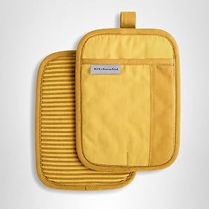 KitchenAid Beacon Two-Tone Non-Slip Pot Holder Set, Majestic Yellow, 7"x10", 2 Piece