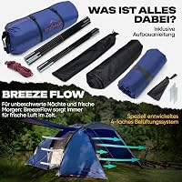 Trailvista Tunnelsátor 4 Személyes Vízálló Kék Kemping Sátor Előtérrel, Gyors Felállítás, UV Védelem, Szúnyogháló - Blue - 4 people 5