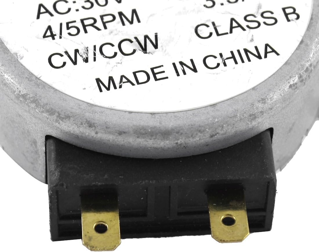 Close-up view of the uxcell 49TYZ Synchronous Motor terminals and label.