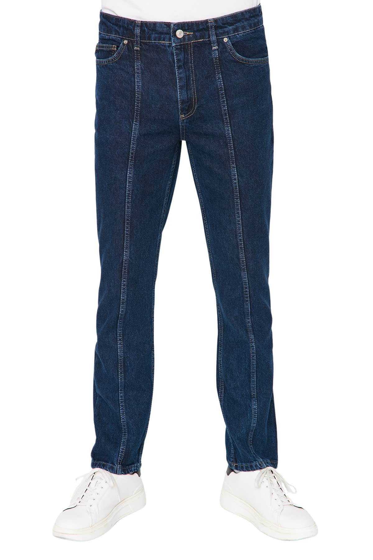 TRENDYOL Herren Trendyol Herren Young Mittlerer Bund Straight Jeans, Marineblau, 31 EU