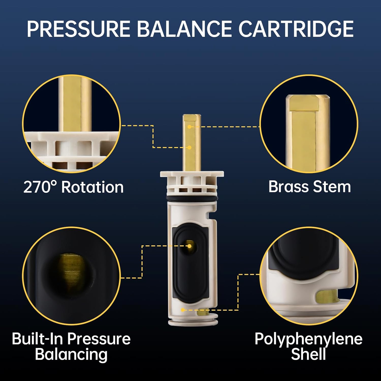 Shower Valve Replacement for Moen Posi-temp Valve, Brass 4 Port, 1/2 Inch Connection, Adjustable Water Temperature and Scald Guard, Bathtub and Shower Rough-In - Image 5