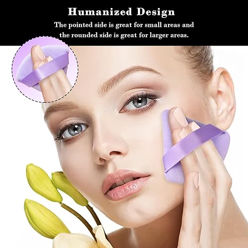 Miniatura 5 de RAREIUS 8 esponjas triangulares de terciopelo suave para maquillaje en polvo suelto, esponja de maquillaje para contornear base húmeda y seca,