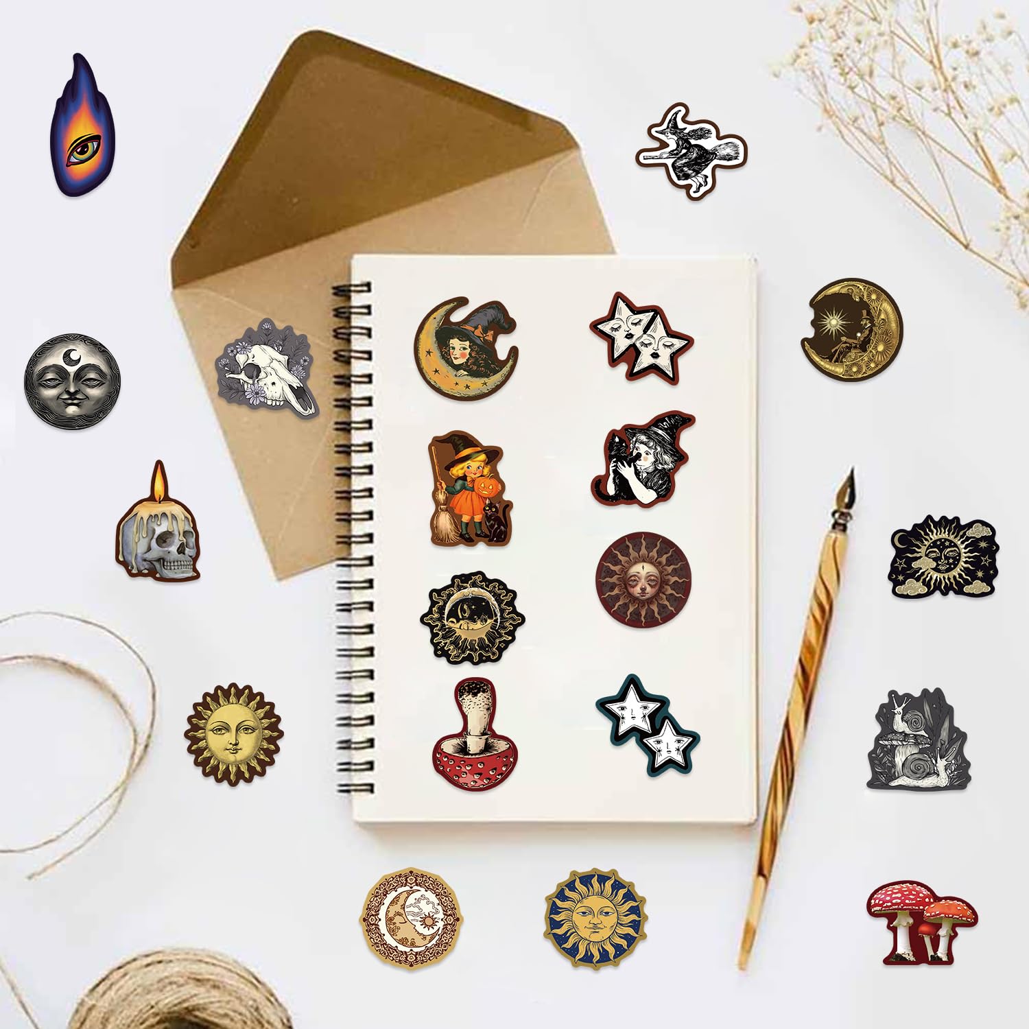 Paquete de 50 calcomanías misteriosas celestiales, calcomanías de anime de graffiti para laptop, Kindle, diario, álbum de recortes, maleta, computadora, botella de agua, monopatín, cuaderno