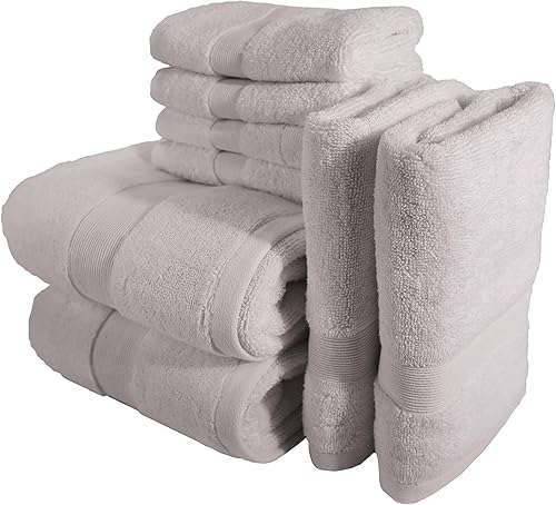 Bennett & Shea Home Juego de toallas de baño de lujo de 8 piezas, 100% algodón turco, toallas de alta calidad para baño, toallas de baño altamente