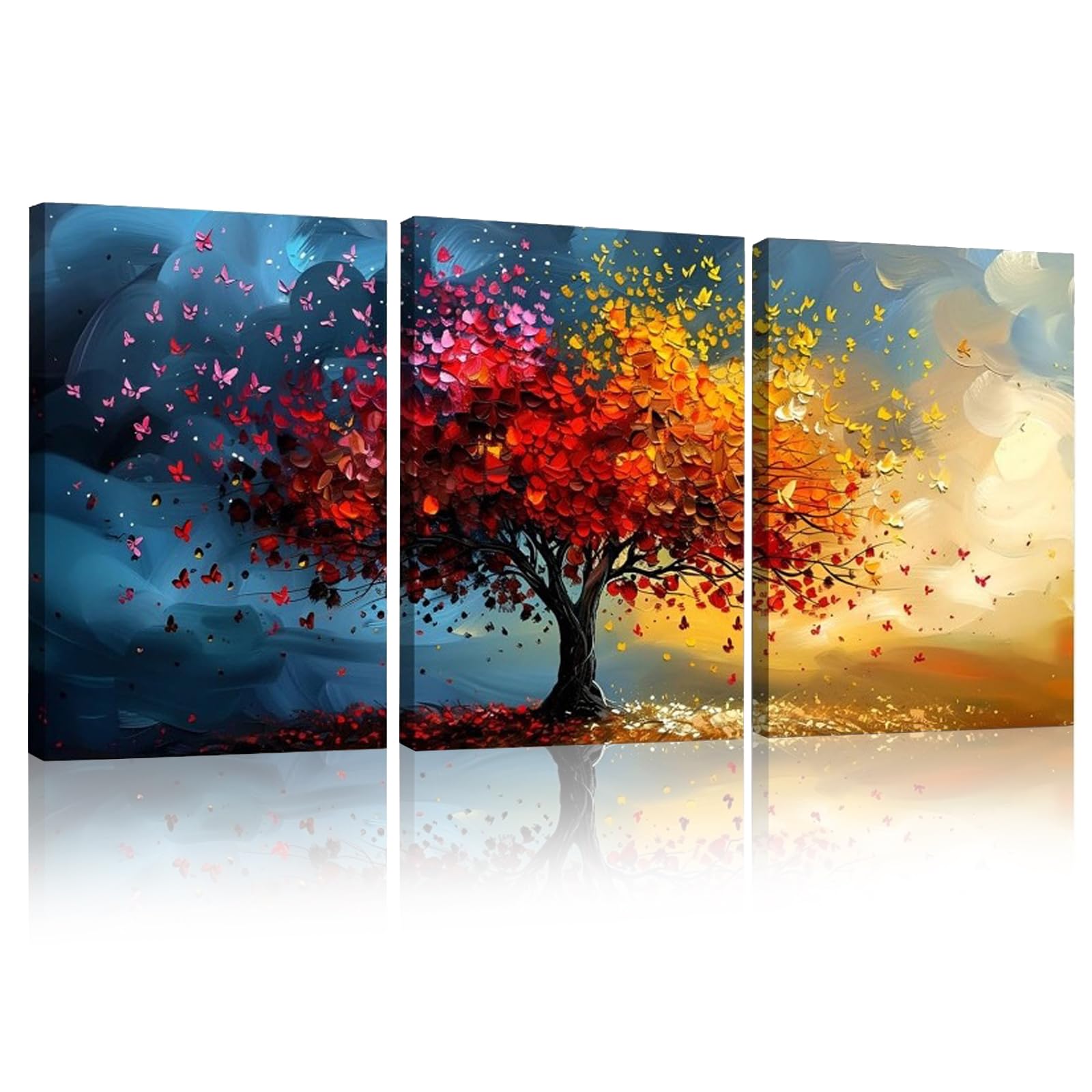 KiKiHong Set 3 Framed Canvas Wall Art,Tree of Life Modern Abstract Print โ image 1
