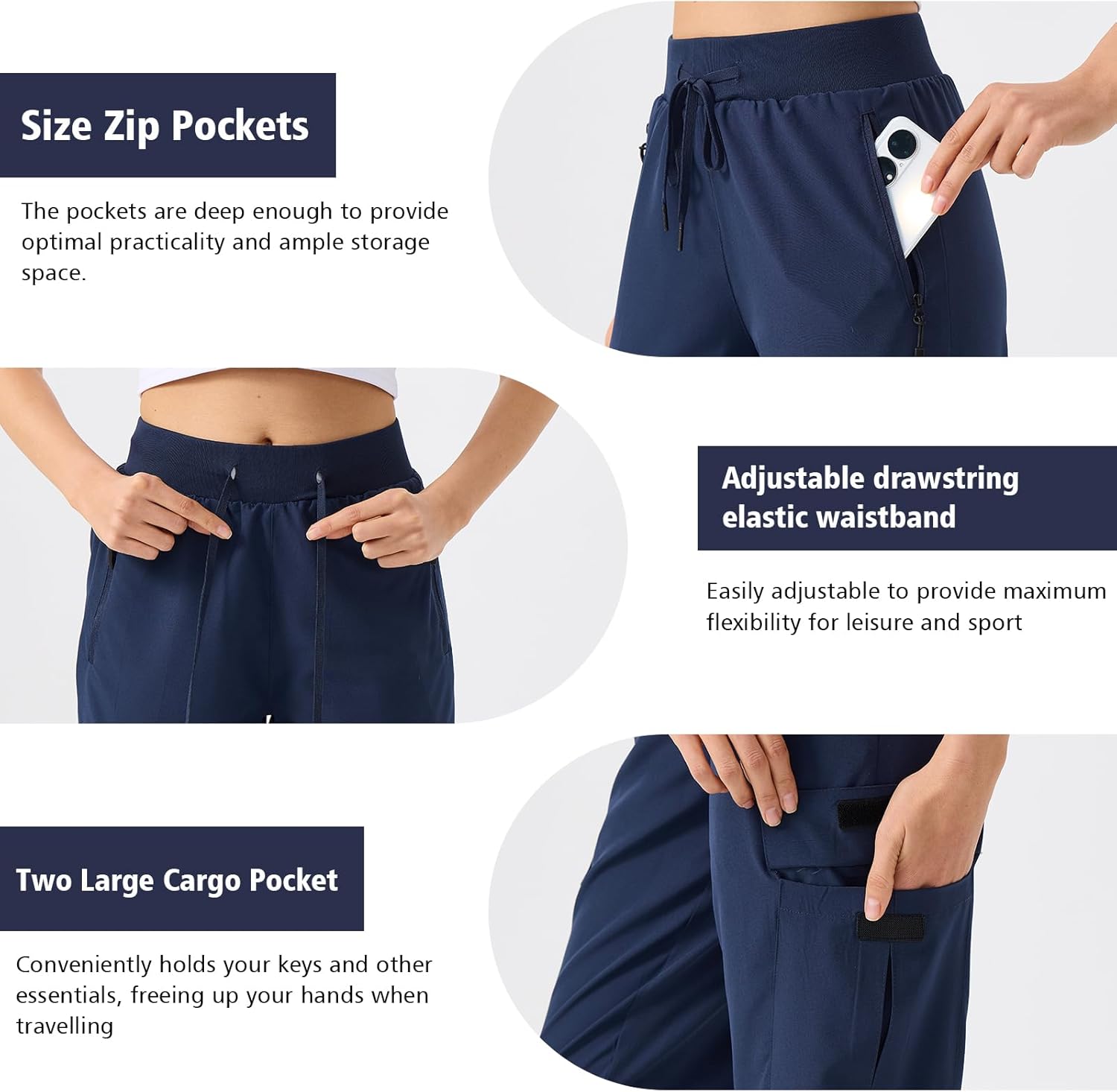 ZENGVEE Women's Quick Dry Hiking Cargo Pants with 5 Pockets Lightweight Athletic Travel Outdoor Joggers Casual Track - Image 5