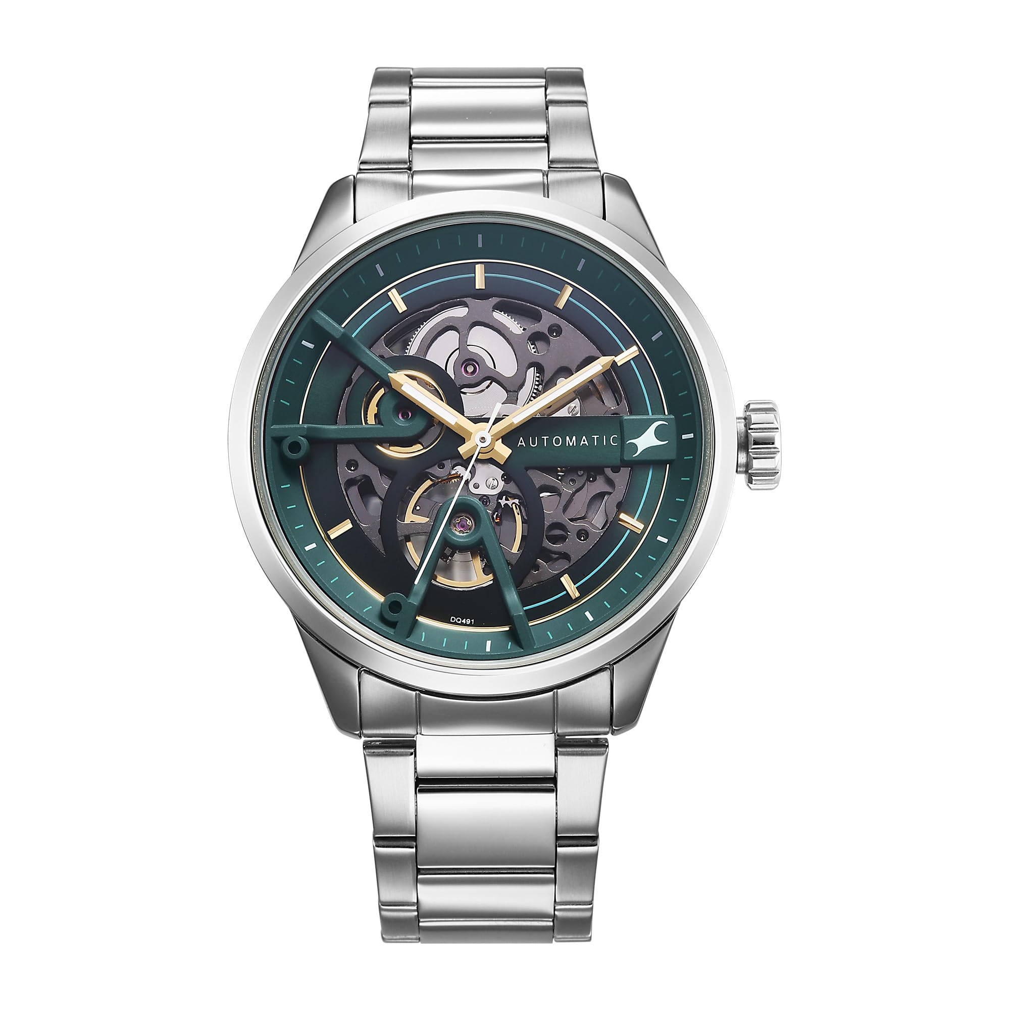 Fastrack Automatic 2.0 Green Dial Steel Watch
