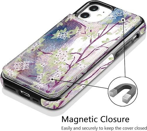 Miniatura 5 de Funda tipo cartera para iPhone 11 con tarjetero, delgada y ligera, de piel sintética, ranuras para tarjetas, funda protectora tipo folio con tapa