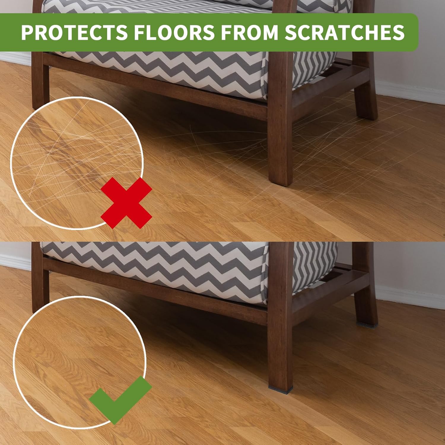 Non Slip Furniture Pads 32 PCS 2'' Square - Anti Slip Furniture Pads - Self Adhesive Rubber Feet Furniture Feet - Chair Leg Floor Protectors - Keep Furniture in Place