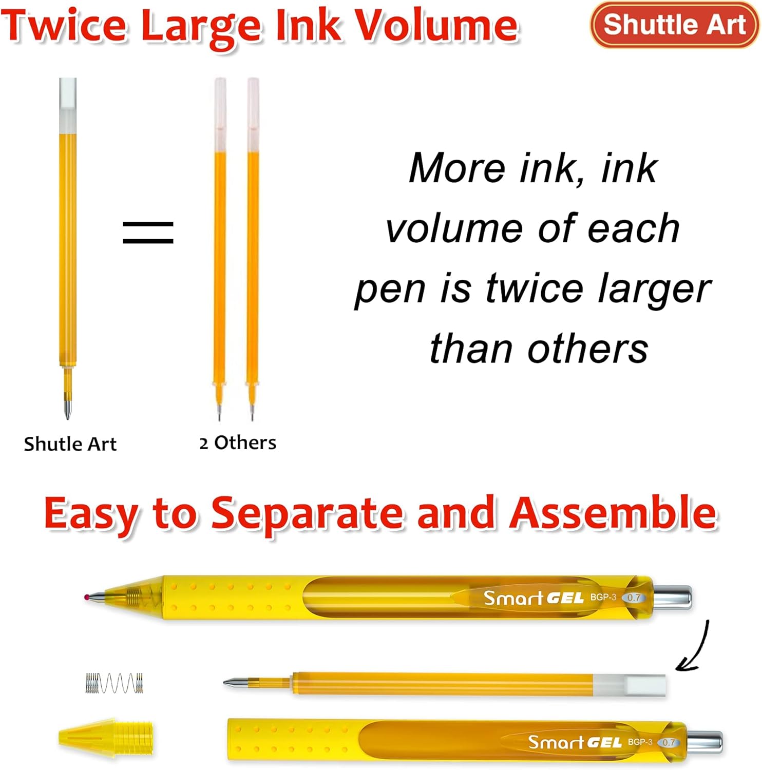 Colored Gel Pens, Shuttle Art 20 Colors Retractable Gel Ink Pens with Grip, Medium Point (0.7mm) Smooth Writing for Adults and Kids Writing Journaling Taking Notes Drawing at School Office Home : Office Products