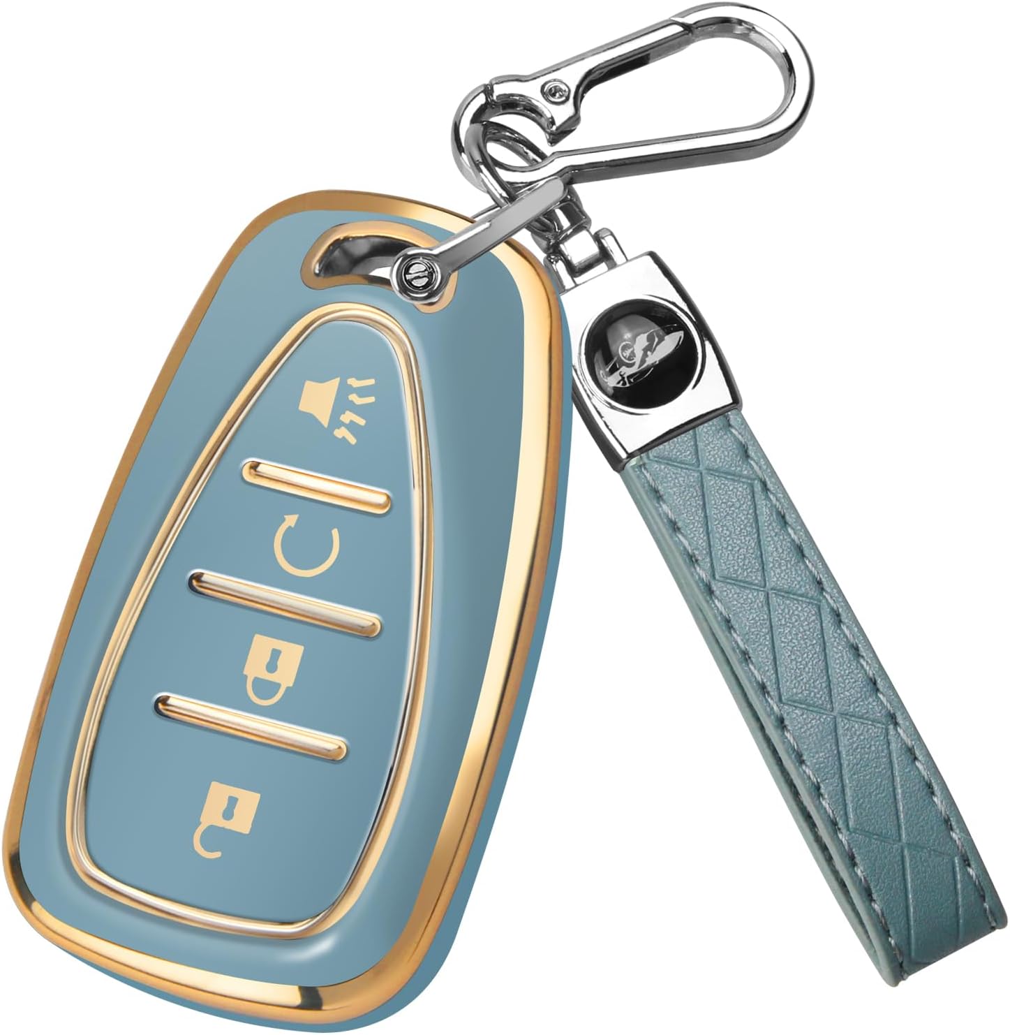 FT FUNTOR for Chevy Key Fob Cover,4 Buttons TPU Key Cover with Silver Edge,Compatible with Chevrolet Equinox Bolt Sonic Trax Blazer Trailblazer Cruze Traverse Volt with Keychain (B-Pink)