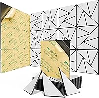 Vista 23 de Paquete de 12 paneles acústicos con autoadhesivos, paneles de espuma a prueba de sonido de 12 x 12 x 0.4 pulgadas, paneles de sonido de alta