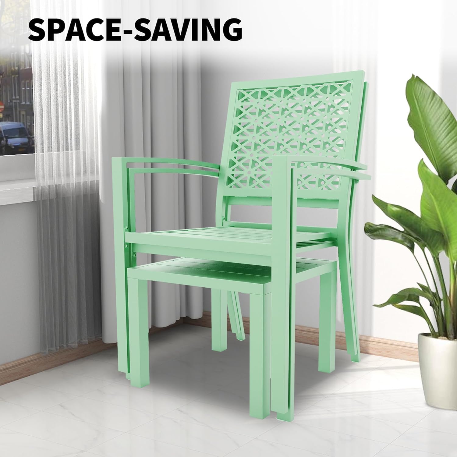 3-piece Metal Furniture Set, Consisting of 2 Chairs and A Coffee Table, Suitable for Patios and Balconies
