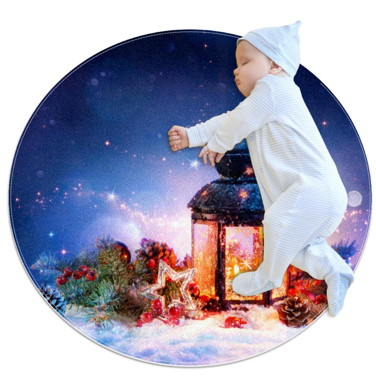 Paillasson pour canapé et chambre motif Noël tapis rond antidérapant