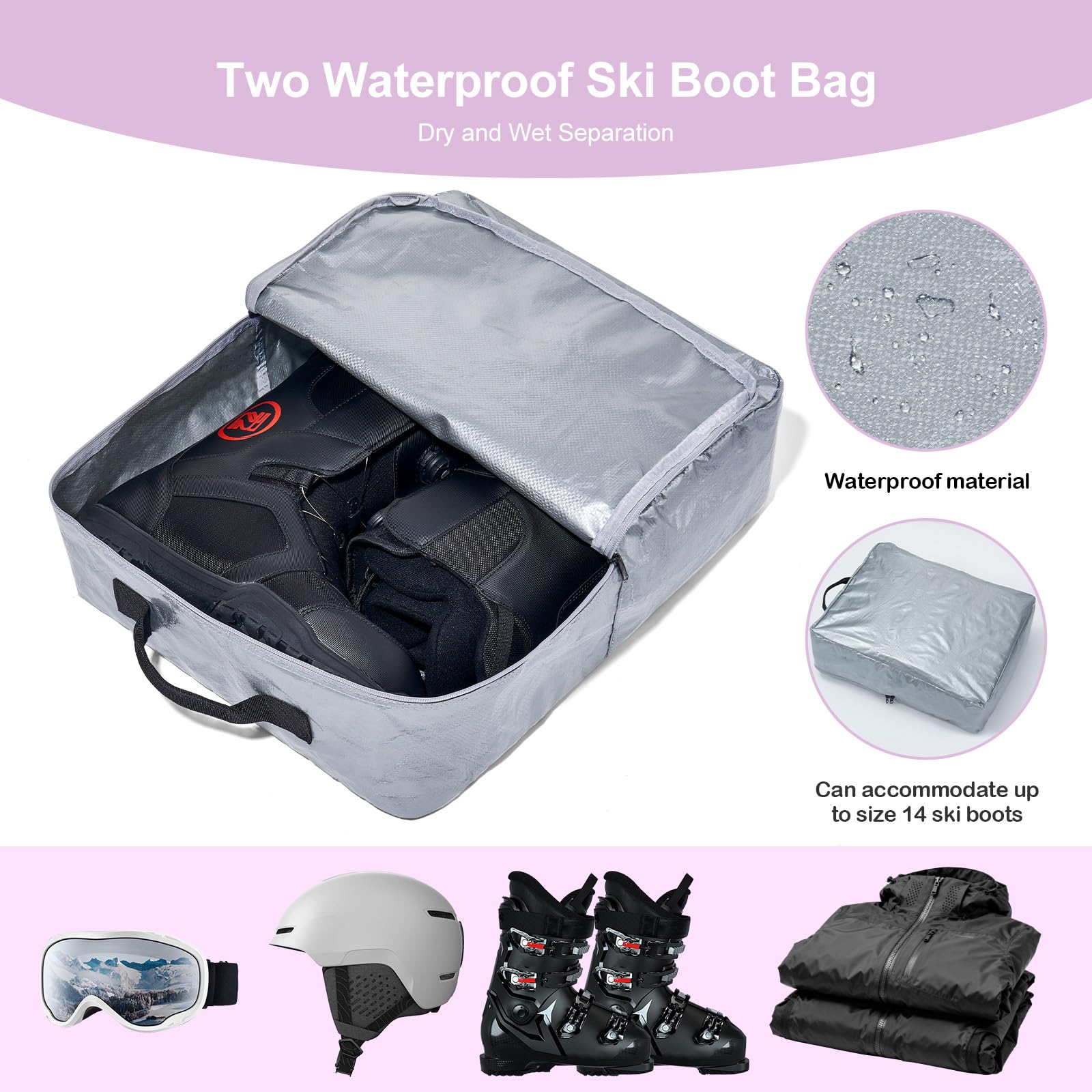 Odoland Roller Snowboard Ski Bag for Air Travel,170CM Fully Padded