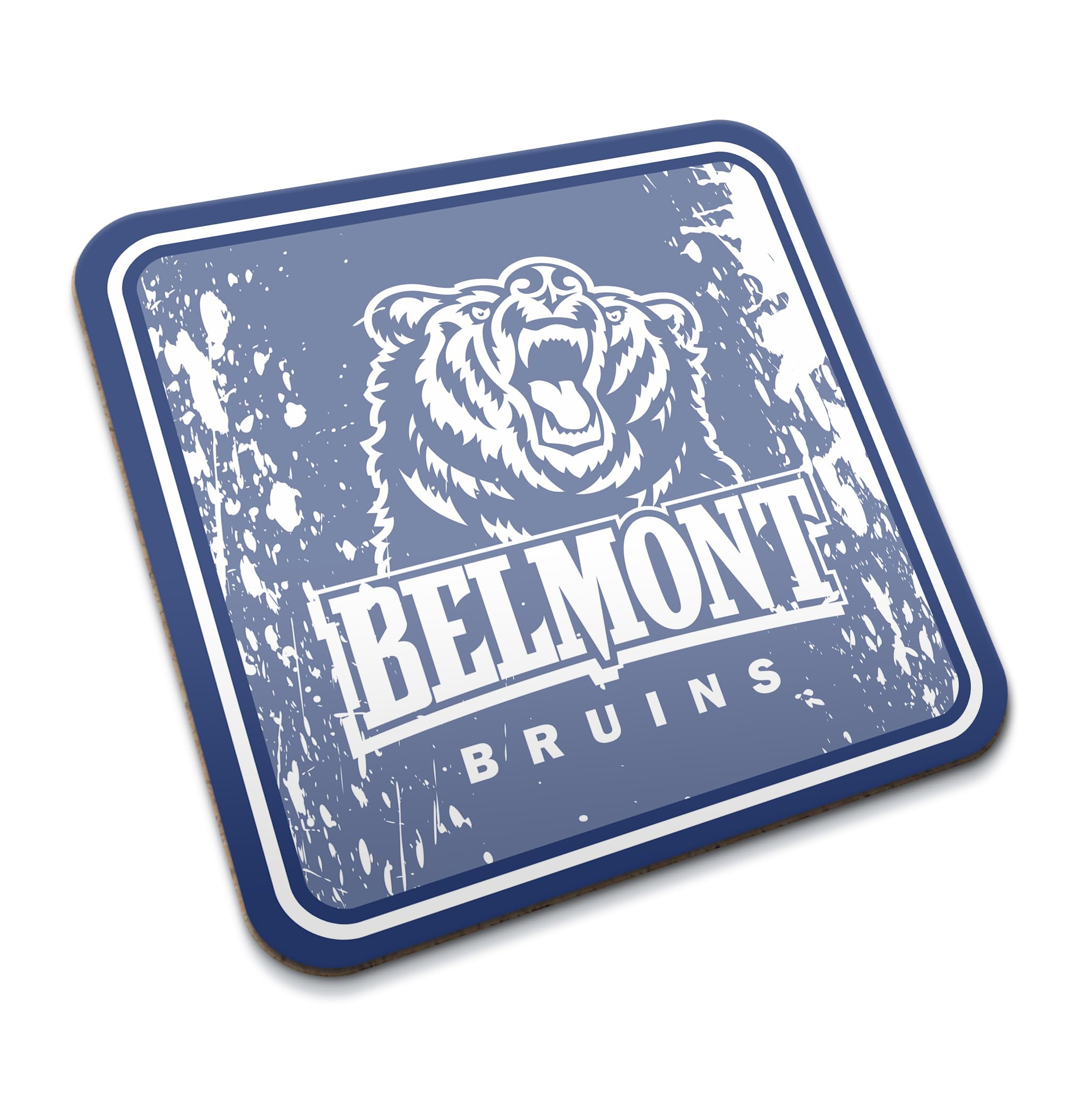 Belmont University Hardboard with Cork Backing Beverage Coasters Square (Set of 4) Coasters for Drinks (Belmont University 1)