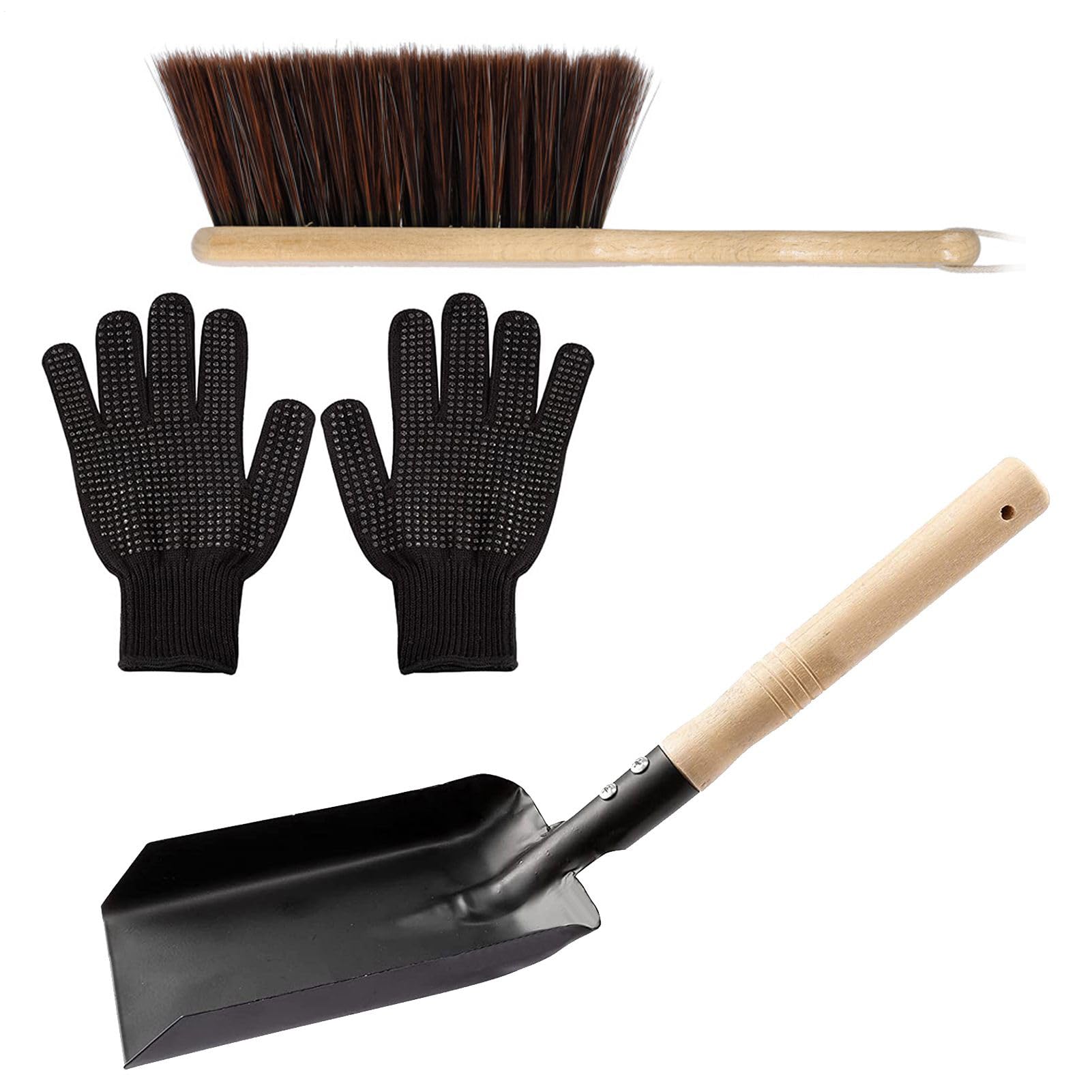 Outils de cheminée pour intérieur et extérieur avec pelle à cendres et gants