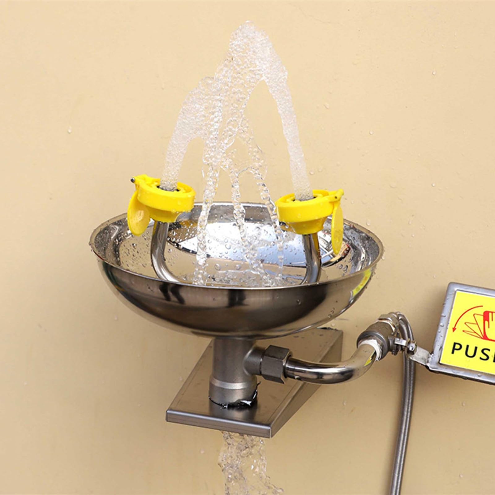 Station de Lavage oculaire d'urgence, Station de Douche oculaire Murale, kit de Lavage oculaire Simple en Acier Inoxydable 304,