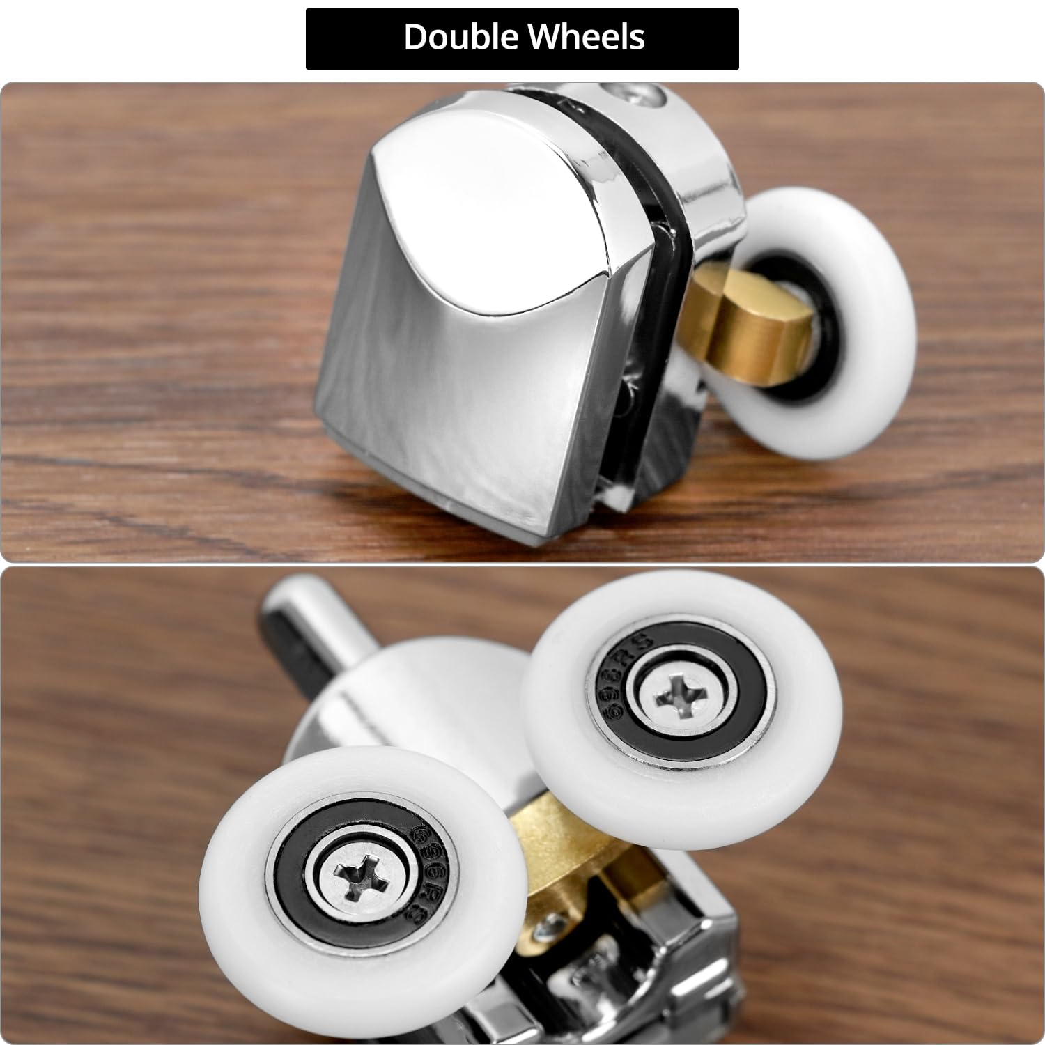 QWORK® 8 Pcs Shower Door Rollers 25mm, Sliding Shower Door Rollers, Stainless Steel & ABS Plastic, for 4-6 mm Glass Doors - Image 3