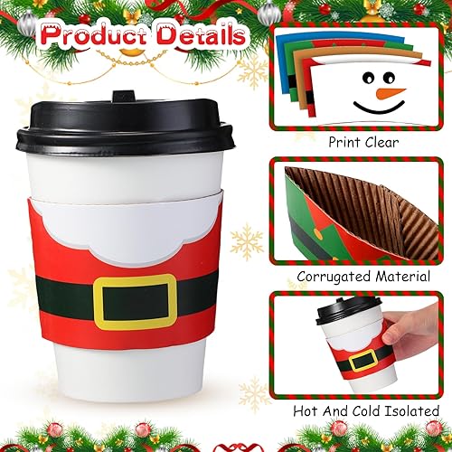 Miniatura 3 de Paquete de 200 fundas desechables para tazas de café navideñas, fundas de doble capa para tazas de café de 12 16 onzas, hogar, oficina, fiesta de