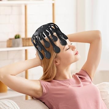 Head Massager Scalp Massager Electric Scalp Massager with 20 Independent Massage Nodes, 5 Modes, and 360-Degree Adjustable Massage 2025 Black