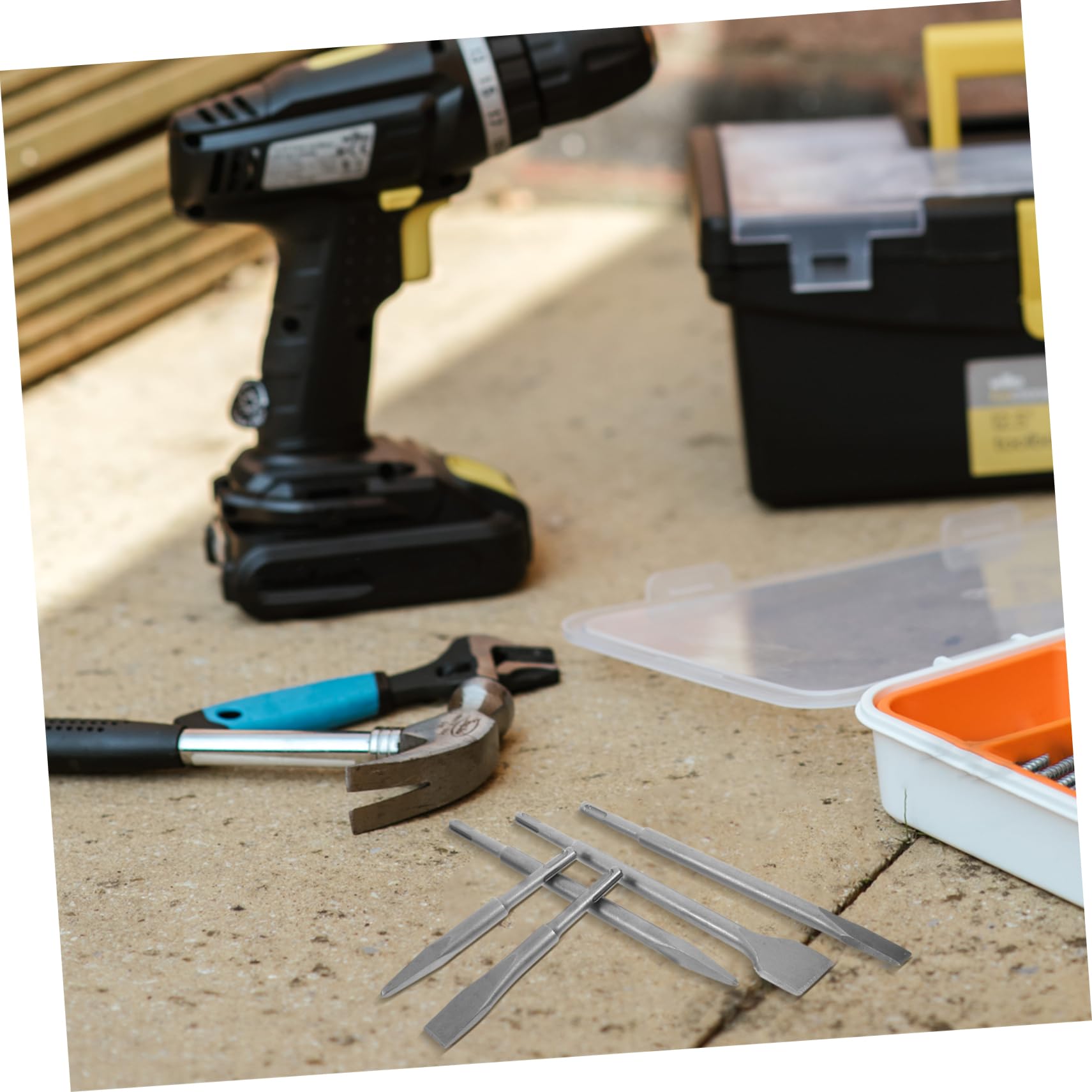 PartyKindom 5pezzi Punte Scalpello Per Trapano Percussione Accessori Per Muratura e Calcestruzzo Scalpelli Per Progetti Di Costruzione e Ristrutturazione Con Custodia Portatile Per Facile