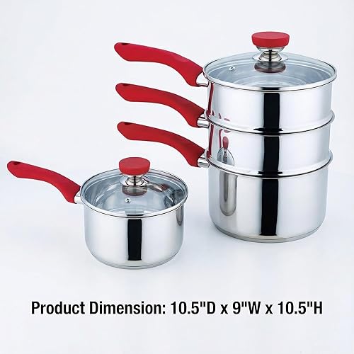 Miniatura 4 de Culinary Edge Juego de caldera doble antiadherente de acero inoxidable de 4 piezas