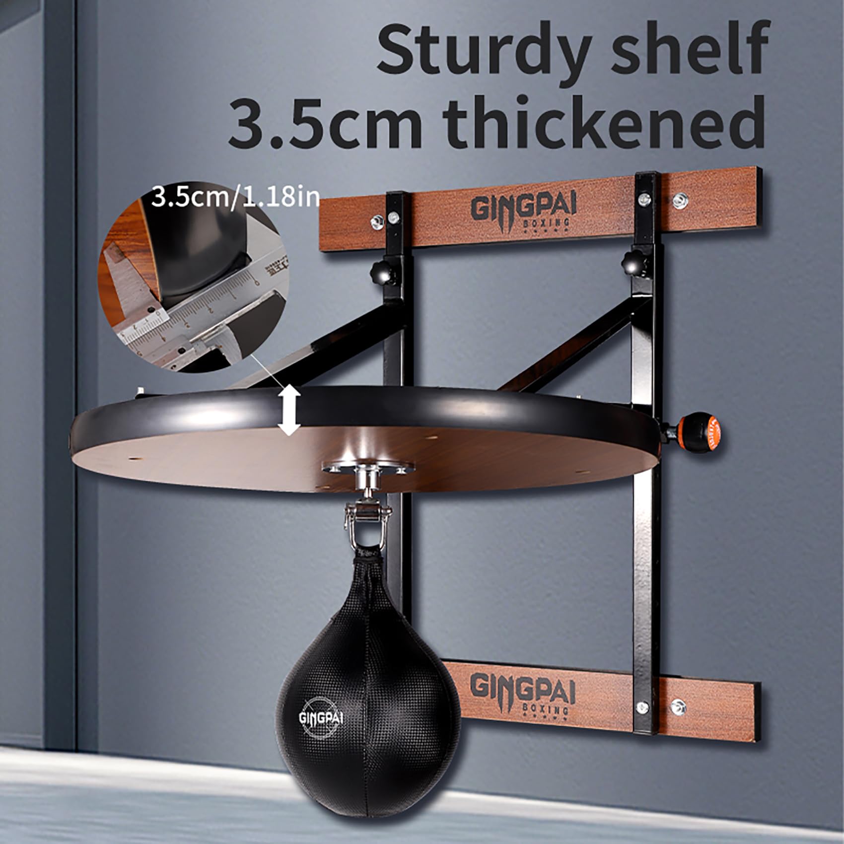 Speed Bags Platform for Boxing, Adjustable Height SpeedBag Stand,Speed Punching Bag Kit 1.38 Inches Thick Wooden Swiveling Speed Bag Platform for Gyms, Boxing Gyms, Martial Arts Gyms, and Domestic Use