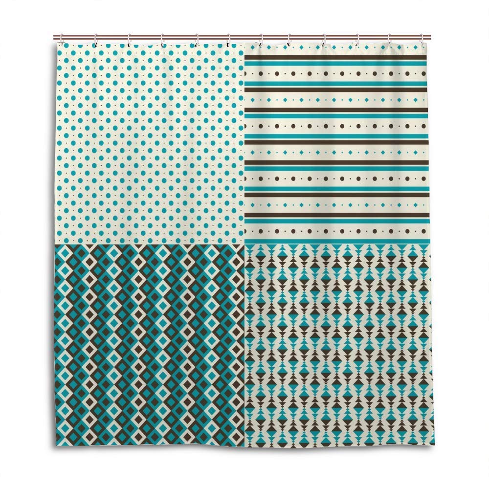 Rideau de douche imperméable en polyester coloré 182x182 cm avec crochets