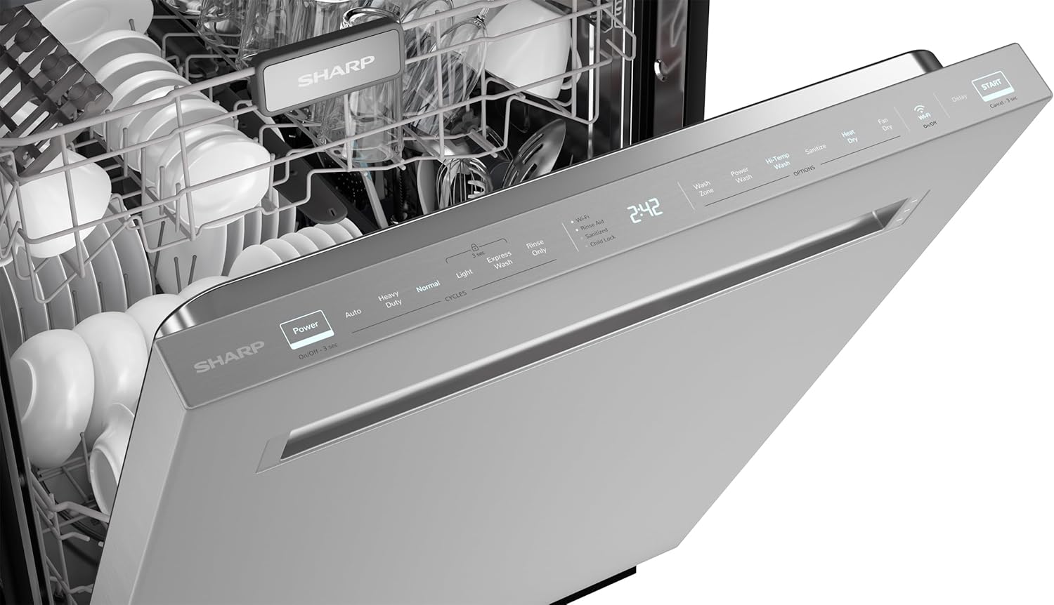 Sharp SDW6888JS 42 dBA Stainless Fully Integrated Built-in Smart Dishwasher