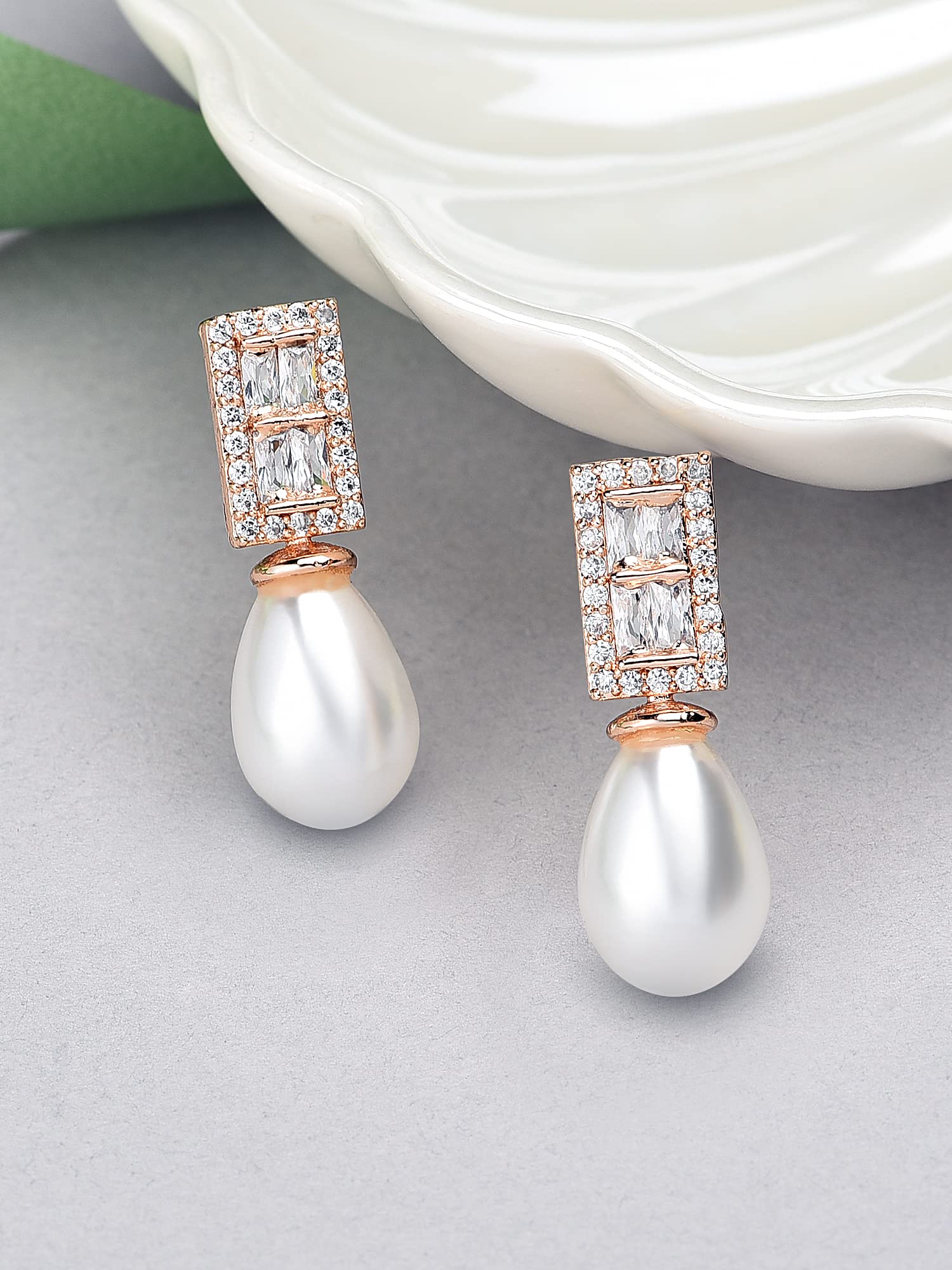 Women's Contemporary Cubic Zirconia & Brass Stud Earrings