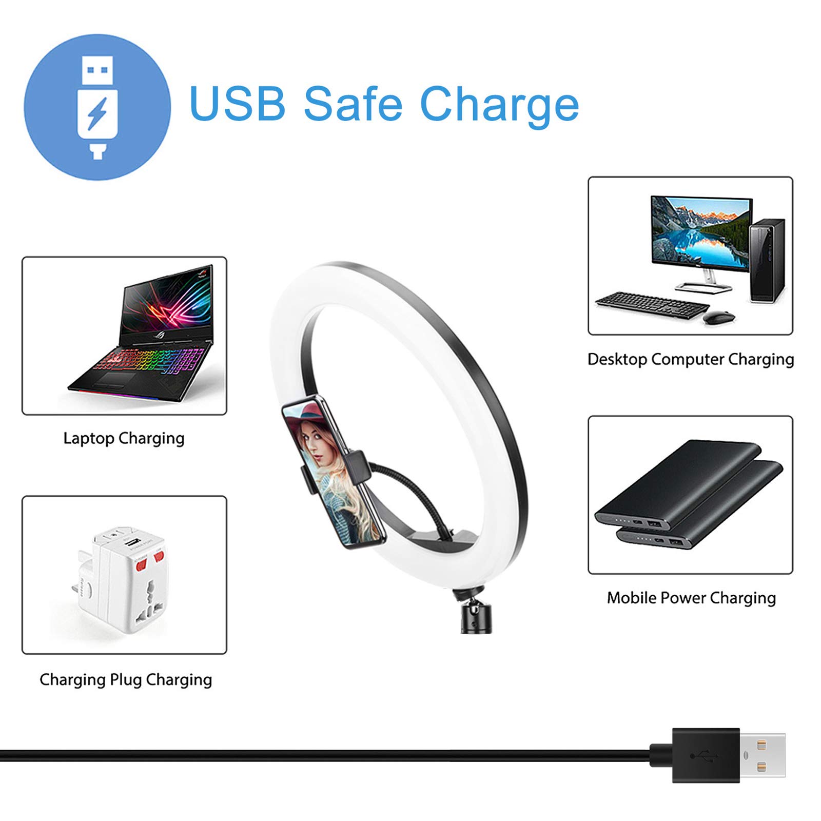 12-in Light Ring con allungabile basamento del treppiedi e supporto del telefono a distanza per il Live Streaming, selfie Ringlight per la macchina fotografica di registrazione video snd Fotografia