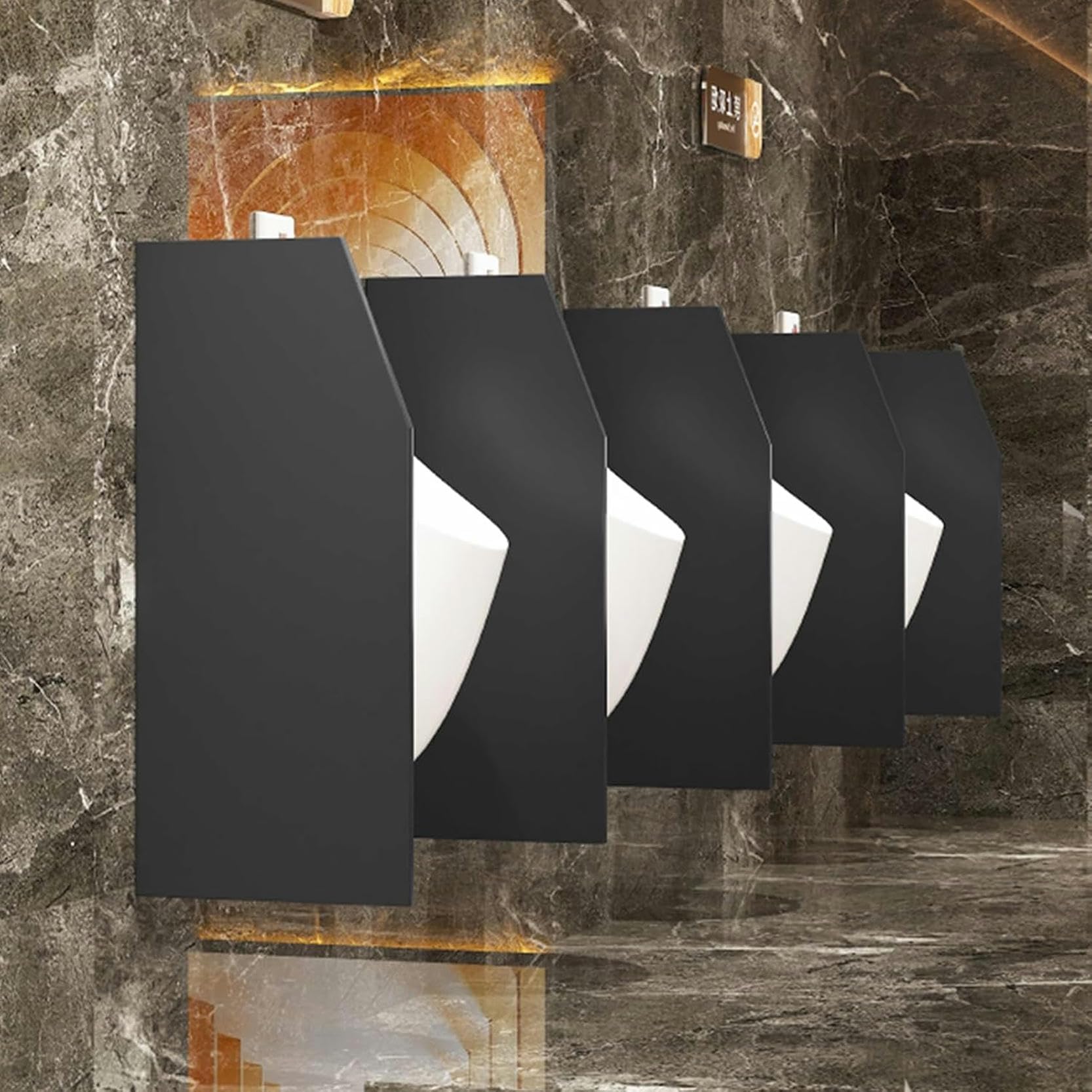Mampara divisoria para urinarios con herrajes de Acero Inoxidable, Rejilla deflectora y Separador de Pared para baños públicos en escuelas, centros comerciales y Lugares públicos.