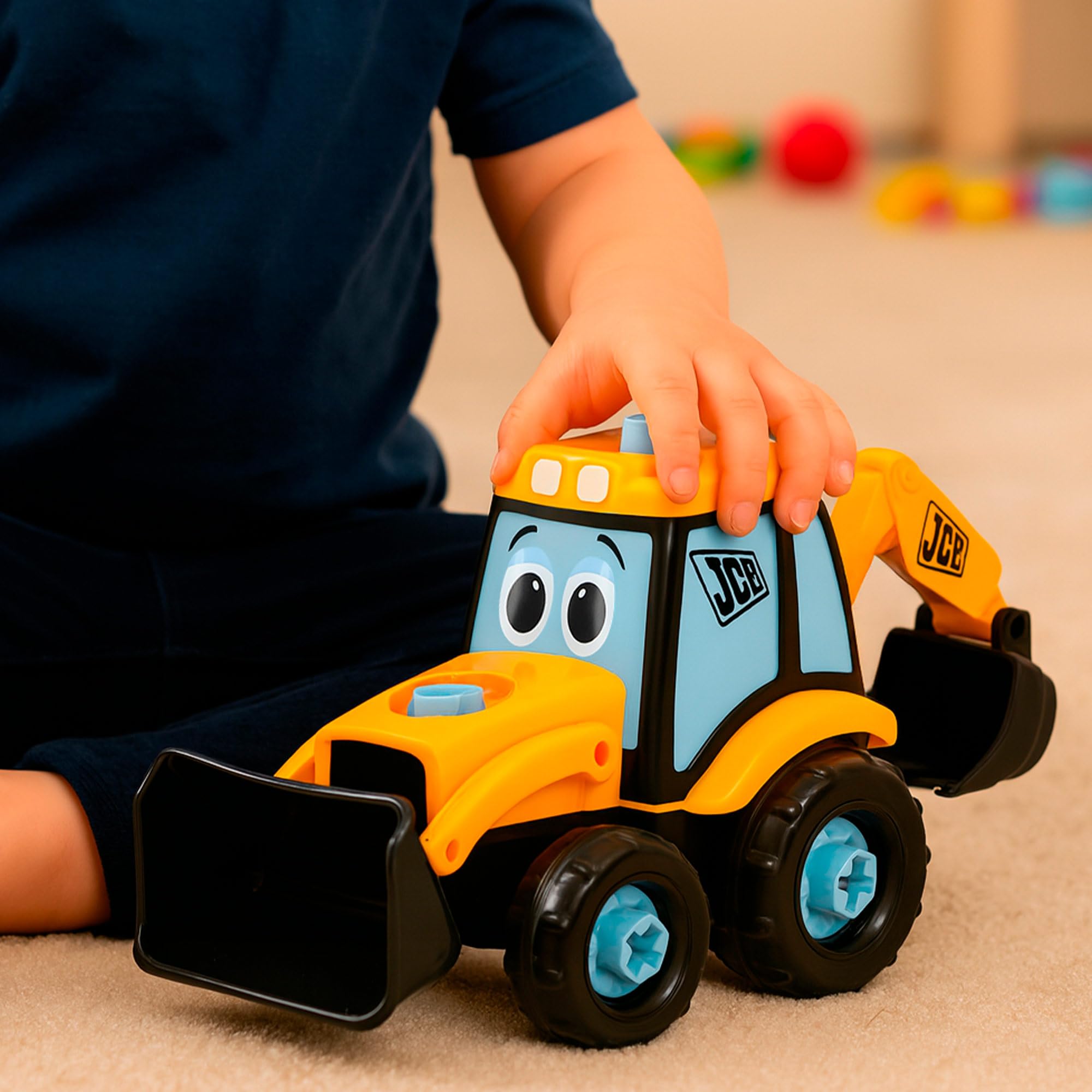 ColorBaby Teamsterz - Excavatrice Amovible, Tournevis électrique, Pelle Avant et arrière Mobiles, Jouet éducatif avec Grandes pièces, recommandée à partir de 18 Mois, Piles incluses (39507)