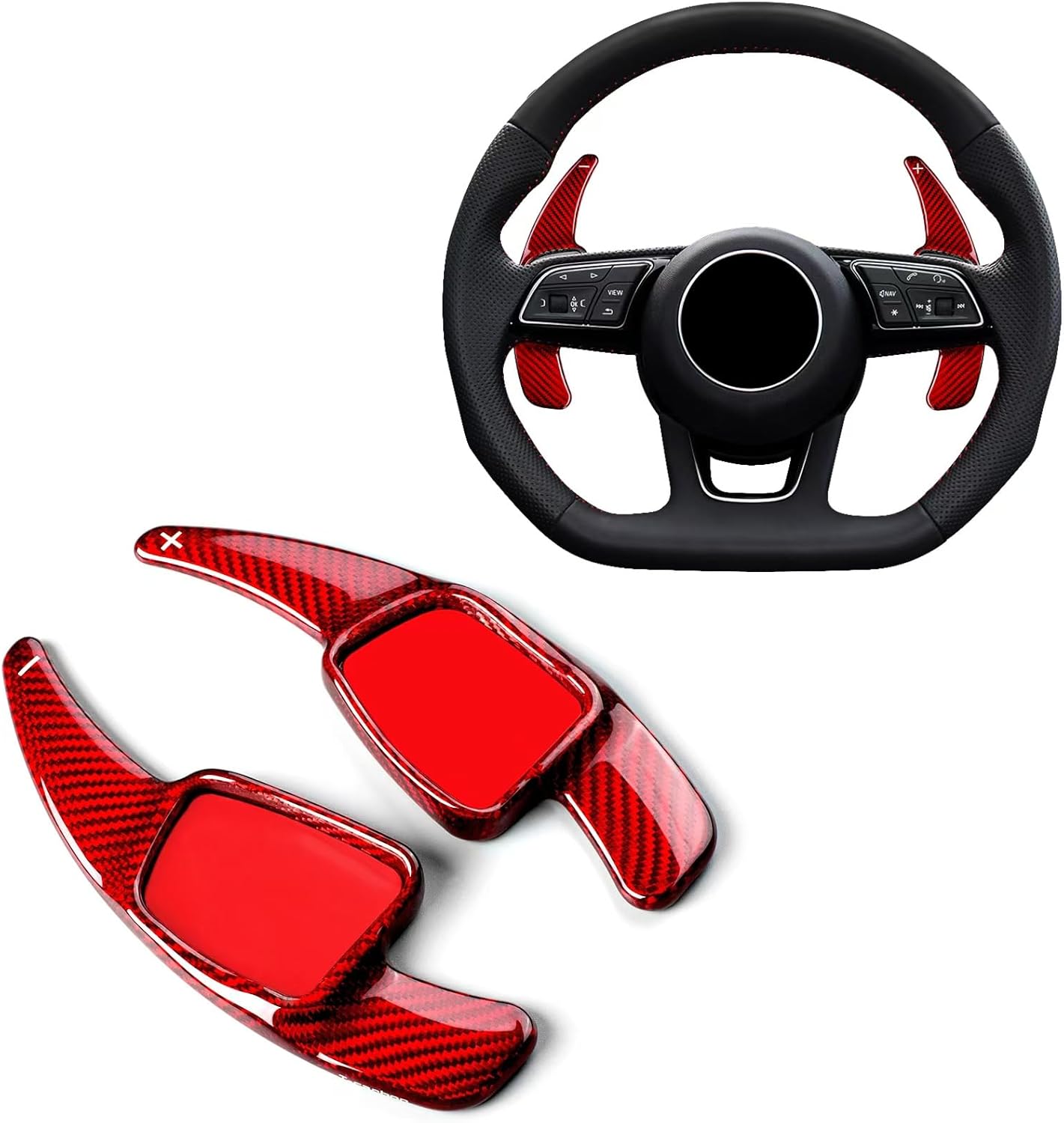 T-carbon Paddle Shifter Extensions Fits Audi Q8 Q7 Q5 Q3 SQ7 SQ5 S5 2017-2021 2025;Real Carbon Fiber Steering Wheel Paddle Shift Cover Trim Fits Audi S4 S3 A3 A4L A5 A6 TT TTS 2016-2019 Accessories