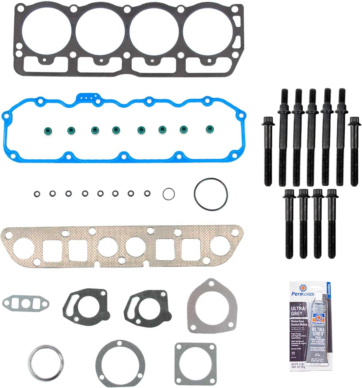 CPWK36 Head Gasket Set Bolt Kit Fits: 97-02 Dodge Dakota Jeep Cherokee 2.5L OHV 8v VIN P