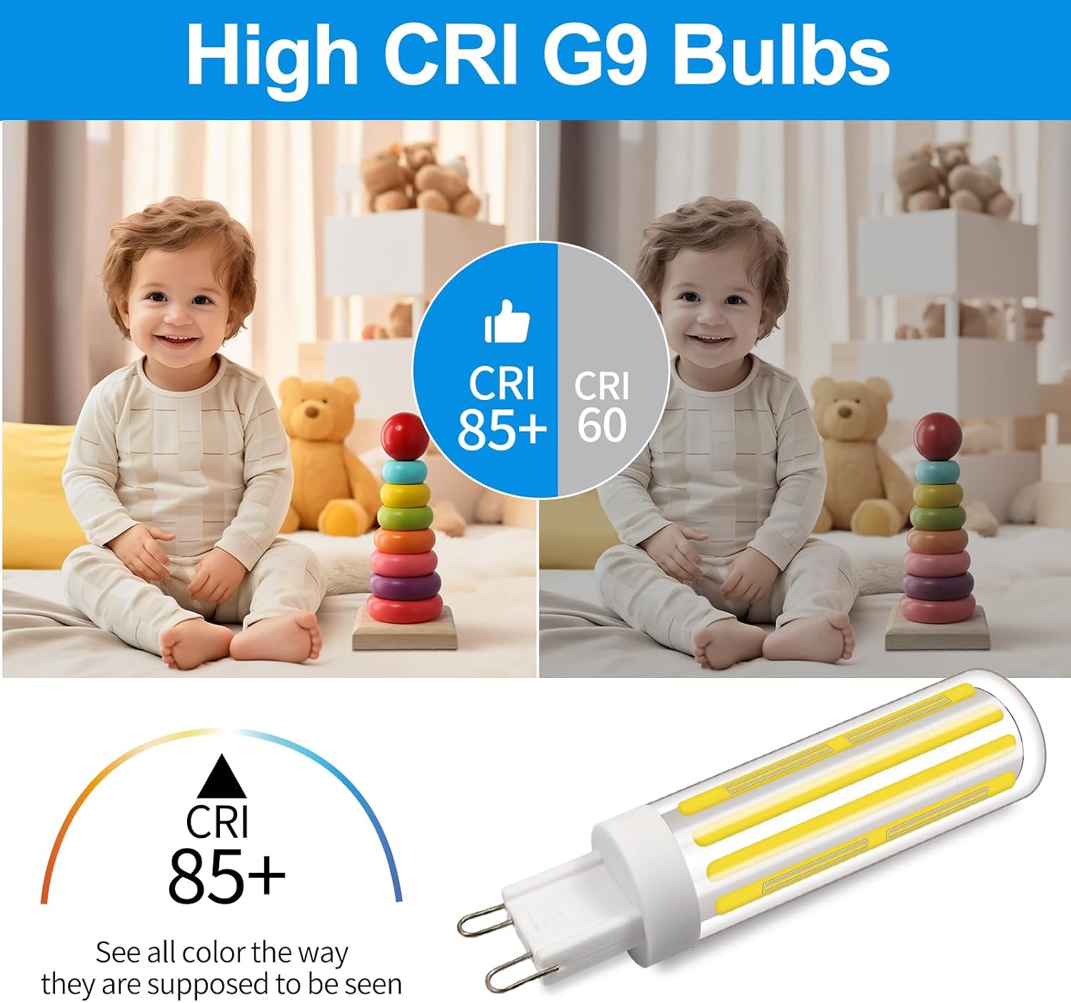 G9 LED Bulb Dimmable 10W, 100 Watt T4 G9 Halogen Equivalent, 6000K Cool White, Ceramic G9 Bi Pin Base, 1000LM 120V for Chandelier Ceiling Pendant Lighting(5 PCS)
