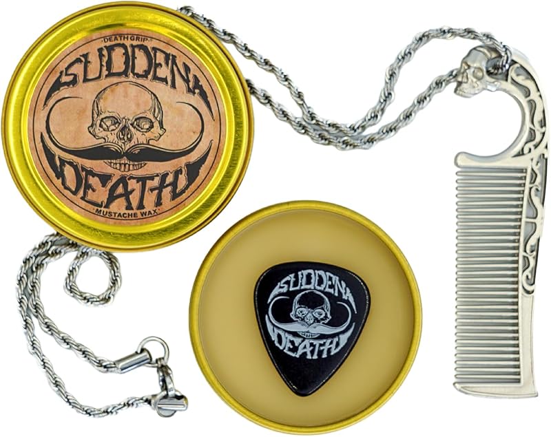 Kit de cera para bigode Sudden Death THE VINTAGE GROOMING CO com pente metálico Death Grip